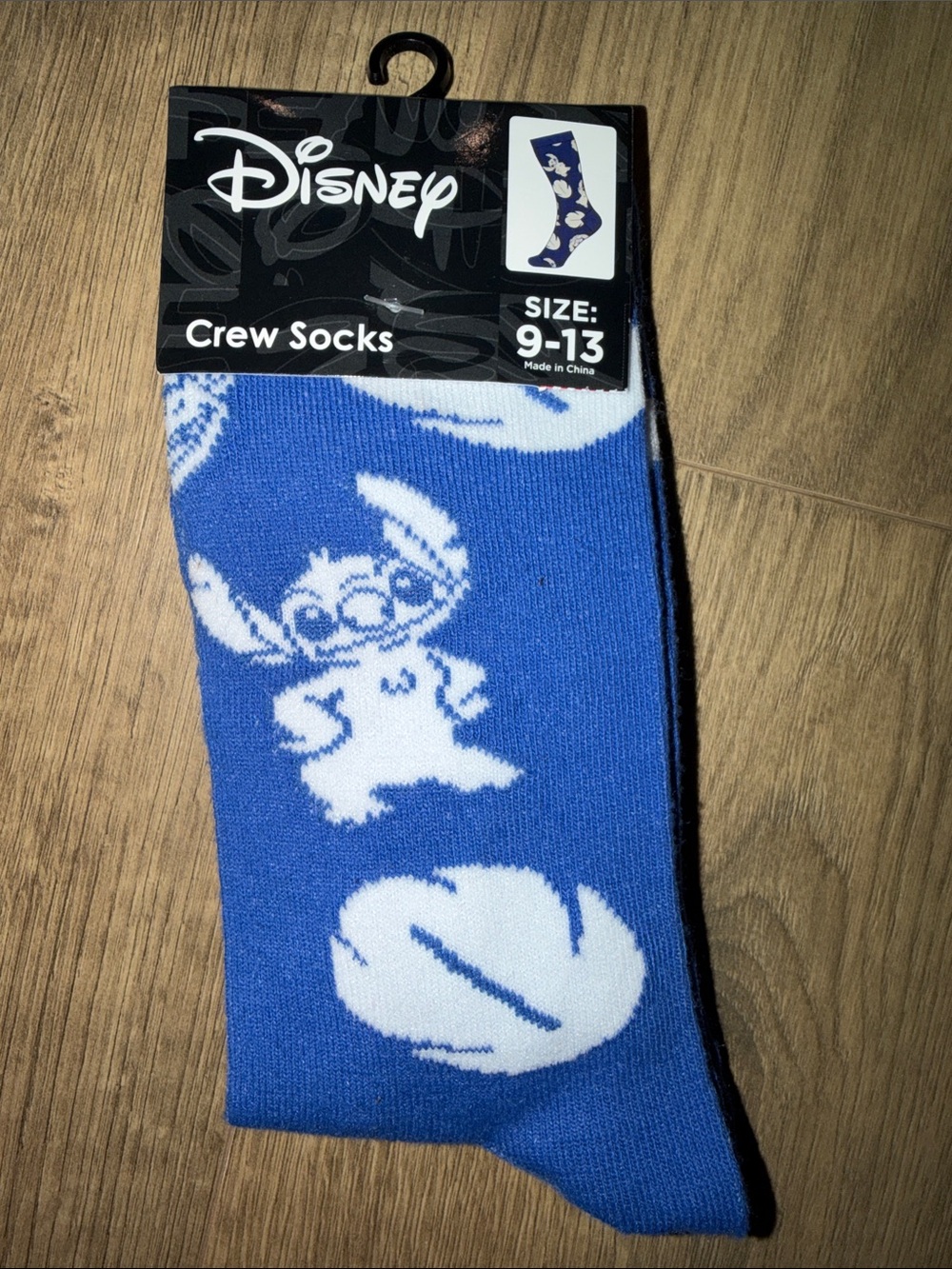 Disney Blue Crew Socks with White Stitch Motif